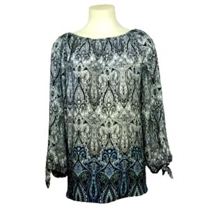 Cato Black White Green Top Sz 22/24W